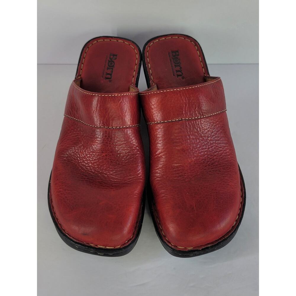 Born Red Leather Slip On Clogs Mules Shoes in Women's Size 8 US / 39 EU - Picture 2 of 10